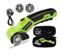 TICFOX Cortadora de Tijera Eléctrica Inalámbrica, 4,2V Recargable Tijeras Electrica Costura con batería de 2000 mAh y 2 cuchillas para papel, cartón, alfombra, cuero, fieltro