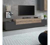 Tiche - Mueble para TV, 240x45x52h cm Antracita, 3 Estantes Hecho en Italia