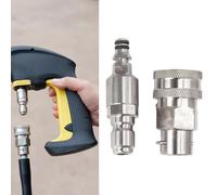 Tidevib Adaptador de alta presión de conexión rápida de 1 cm para Karcher, conector de manguera de acero inoxidable para lavadora a presión, color plateado