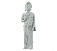 Tidevib Estatua de Buda de resina sin revestimiento para jardín para decoración, acabado de piedra estable para adorno zen para interiores y exteriores, exhibición de plantas de estanque, 18 cm (B)
