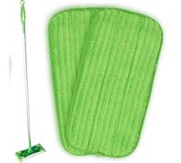 Tidevib Paquete de 2 almohadillas reutilizables de microfibra para mopa, para Swiffer, Sweeper, 12 pulgadas, cabezales de repuesto lavables verdes, para laminado de madera dura para suelos de azulejos