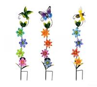 Tidgel Estaca Solar Jardín 3 Unidades LED Decorativa Exterior | 3 unidades, encendido al anochecer, sin cables ni electricidad, para ideal para césped y caminos