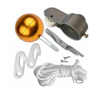 Tidgel Kit de reparación de 9 piezas para mástil de bandera, con polea de 2 pulgadas, taco de bola dorada, para cuerda de nailon trenzada, accesorios de jardín al aire libre