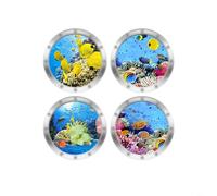 Tidgel Pegatinas de pared 3D mundo submarino vida marina calcomanías PVC ojo de buey arte para baño dormitorio habitación decoración azul 11.81 pulgadas (5)
