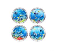 Tidgel Pegatinas de pared 3D mundo submarino vida marina calcomanías PVC ojo de buey arte para baño dormitorio habitación decoración azul 11.81 pulgadas (2)