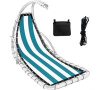 Tidgel Tela de repuesto a rayas para silla columpio colgante, 64 x 197 x 23 cm, para tela de textileno con cuerda y bolsa lateral para instalación (rayas de pavo real)