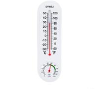 Tidgel Termómetro higrómetro digital de alta precisión para interiores y exteriores, montaje en pared, pantalla grande, ABS, ecológico, blanco, 25 x 5,6 cm (E)