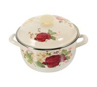 TIDTALEO Olla Esmaltada Retro Doble Asa y Tapa, Cacerola Pequeña para Cocinar Sopa y Alimentos para Ñiño, Fácil de Limpiar y Antideslizante Varios estilos