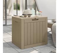 Tidyard Arcón Exterior,Baúl almacenaje,Banco para Exterior,Arcón Jardin Exterior Impermeable,Arcón Almacenaje Exterior,Caja de almacenaje de jardín PP marrón Claro 55,5x43x53 cm 2##