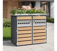 Tidyard Armario de Jardín con Macetero Integrado, Diseño Vertical, 2 Compartimentos, Seguridad con Cerradura, para Espacios Exteriores y Almacenamiento Organizado Modelo YFXGG527-OT6090S