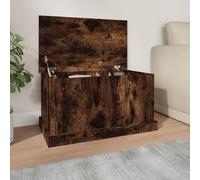 Tidyard Baúl de almacenaje de madera contrachapada color roble ahumado 70x40x38 cm, caja de herramientas con tapa, amplio espacio para mantas y cojines, ideal para decoración del hogar YFXXPBLS-816509