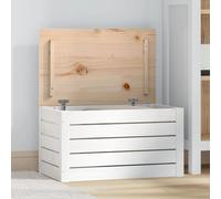 Tidyard Baúl de almacenamiento de madera de pino maciza con tapa, 59.5x36.5x33 cm, amplio espacio para organizar alfombras, cojines y artículos diarios en el hogar. YFXXPBLS-823615ES