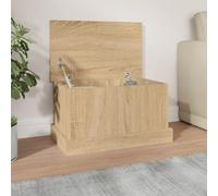 Tidyard Caja de almacenamiento de madera de ingeniería Roble Sonoma 50x30x28 cm, baúl decorativo con tapa para mantas, cojines y artículos del hogar, ideal como mesa auxiliar YFXXPBLS-816499ES