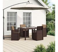 Tidyard Conjunto de Comedor de Jardín Plegable, Resistente a la Intemperie, 4 Asientos, Marrón y Topo, 150x100x73 cm Modelo YFXGMZJ-3430061ES