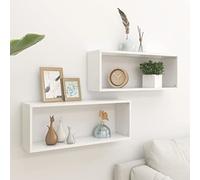 Tidyard Estantes Cubos de Pared 2 uds Estantería de Pared Baldas Flotantes Estante de Exhibición Estantería Cubo Flotante Aglomerado Blanco 60x15x23 cm
