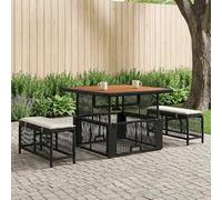 Tidyard Juego de Comedor de Jardín Ajustable en Altura, Beige y Crema, Resistente a la Intemperie, Terrazas y Patios Modelo YFXGMZJ-42026744ES