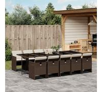 Tidyard Juego de Comedor de Jardín de Ratán Sintético con Mesa de Vidrio Templado, 7 Piezas, Marrón Modelo YFXXPDGRX-3210573ES