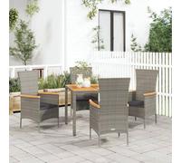 Tidyard Juego de Comedor de Jardín Moderno, Estructura de Acero, Ratán PE, Cojines Grises, para Exterior Modelo YFXXPDGRX-3157535ES