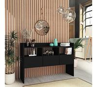 Tidyard Mesa de Consola Multifuncional de Entrada - Mueble Recibidor Auxiliar para Sala, Pasillo, Comedor Con 3 Estantes y 3 Cajones - Negro 105x30x70 cm