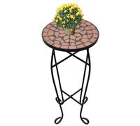Tidyard Mesa para Plantas de Terracota y Negro con Tablero de Cerámica - Diseño Elegante y Resistente a la Intemperie para Jardín y Terraza
