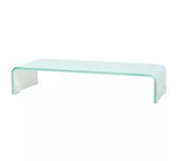 Tidyard Mesa para TV Mueble TV Salón Soporte de TV Elevador de Monitor LCD Mesa Televisión Mueble Comedor Televisor Bajo Vidrio Templado Cristal Blanco 60x25x11cm