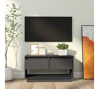 Tidyard Mueble de TV con Cajones Mueble TV Salón Moderno Mesa Televisión Mesa para TV Mesa de Salón Moderno de Madera Maciza de Pino Gris 74x34x40 cm