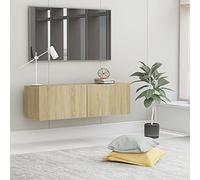 Tidyard Mueble para TV con 2 Compartimentos Estante de Pared para TV Mesa Flotante para Televisión para Dormitorio Salón de Aglomerado Roble Sonoma 100x30x30 cm