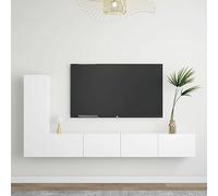 Tidyard Muebles de Pared de TV 3 pzas Mueble de Salon Moderno,Modulos de Comedor,Muebles televisor Colgantes Mueble de TV Salon Comedor Rustik Modular Aglomerado Blanco 100 x 30 x 30 cm