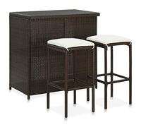 Tidyard Set Mesa y sillas de Bar jardín 3 Piezas Muebles de Jardin Exterior Conjuntos ratán sintético marrón