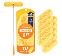 TidyBliss Plumero Atrapapolvo Extensible para Swiffer con 10 Recambios | Diseño de doble cabeza, kit de varita de polvo con 10 recambios, herramienta de eliminación de polvo de microfibras