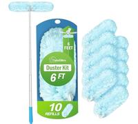 TidyBliss Plumero Atrapapolvo Extensible para Swiffer, Mango Extendido Duster 180 cm con 10 Recambios, 360 Grados Microfibras Atrapa Polvo para Ventilador de Techo Pared