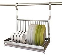TIECHUINIUB Escurreplatos de acero inoxidable, soportes para platos, ganchos colgantes en S, escurridor sobre fregadero, diseño moderno de lujo, secador de platos de cocina plateado