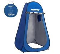 Tienda cambiador playa, camping ducha 1 adulto, 120x190 cm, tienda montaje Pop Up, bolsillo y puerta con cremallera doble, tejido Oxford azul, protección UPF+50 y waterproof, incluye 4 piquetas