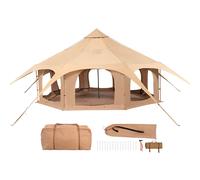 VEVOR Tienda de Campana de Lona de 5m, Carpa de Yurta para 4 Estaciones, Tienda de Campaña Familiar con Agujero para Estufa de Leña y Bolsas de Almacenamiento para Glamping de hasta 8 Personas, Fiesta