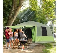 Tienda de Campaña Familiar para 4 Tienda de Camping Tienda de con Mosquitera Gancho y Bolsa de Transporte Anti-UV 405x305x225 cm Verde
