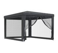 Tienda de campaña para fiestas vidaXL con 4 paneles laterales de malla, color antracita, 3x4 metros, fabricada en HDPE