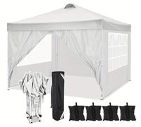 Tienda de campaña portátil - Tienda plegable - Cobertizo para coches - Puesto de mercado - Tienda de campaña con paredes laterales - 3x3 metros - Estructura de acero al carbono