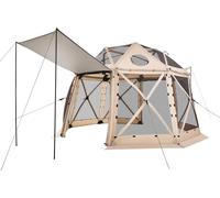 Tienda de campaña tipo pabellón con mosquitera, de 3,6 x 3,6 metros, con forma esférica de 13 lados, con techo desmontable y bolsa de transporte. Se monta rápidamente y es resistente a mordeduras de i
