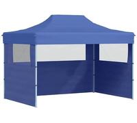 Tienda de campaña tipo pabellón, profesional, para fiestas, plegable, con 3 paredes laterales, de 3x4 metros, de acero, color azul. Pabellón de jardín estable, tienda de campaña para jardín, playa, bo