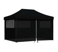 Tienda De Fiesta Plegable Pop-up Con 4 Paredes Laterales Negra Vidaxl