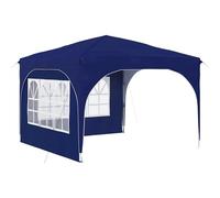 Tienda de fiesta Pop-up 290x290x245 cm, color azul | Tela Oxford 210D, revestimiento plateado, altura 227-245 cm, marco de acero termolacado, bolsa de transporte, cuerdas