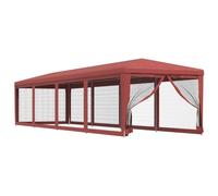Tienda de fiestas vidaXL con 10 paneles laterales de malla, color rojo, 3x12 metros, fabricada en HDPE