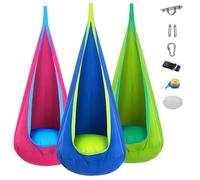 Tienda De Hamaca para Acampar De 160x70 Cm, Silla Colgante Al Aire Libre con Cojín De Aire, Luz LED Y Controles Remotos, para Uso En Interiores Y Exteriores Red