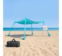 Tienda de playa, toldo protector solar, con protección UV 50+, 2 metros de altura, 3 x 3 metros. Toldo de playa fácil de montar con bolsas de arena, postes de estabilidad, palas para arena. Refugio po