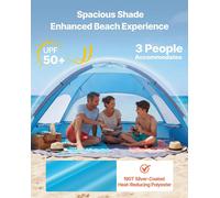 Tienda de playa y refugio solar para 3 personas, con protección UPF 50+, toldo portátil para proteger del sol, que incluye bolsa de transporte y bolsas para arena. Sombrilla ligera y fácil de montar, 