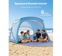 Tienda de playa y refugio solar para 6 personas, con protección UPF 50+, toldo portátil para proteger del sol, que incluye bolsa de transporte y bolsas para arena. Sombrilla ligera y fácil de montar,