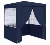 Tienda de recepción con paredes laterales 2x2 m Azul 90 g/m² | Polietileno resistente UV y agua, marco de acero resistente al óxido, ventanas decorativas, puerta con cremallera