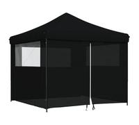 Tienda de recepción plegable con 4 paredes laterales negras | Oxford con revestimiento de PVC, marco de acero en polvo, entrada con cremallera, pop-up rápido, para bodas, fiestas