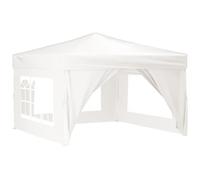 Tienda de Recepción Plegable con Pared Lateral Blanca 3x3m Oxford | Estructura de acero, puerta con cremallera, ventanas decorativas, revestimiento plateado, solar, impermeabilidad, montaje