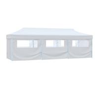 Tienda de recepción plegable de 3 x 9 m con 8 paredes laterales, 2 entradas con cremallera, techo Oxford resistente al agua y a los rayos UV, estructura de acero inoxidable, toldo blanco para jardín,